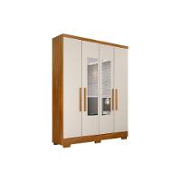 Guarda Roupa 4 Portas (2 C/ Espelho) E 2 Gavetas C/ Pés Milly/veneza Cumaru/fendi 25 - Novo Horizonte - 1