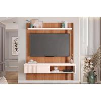 Painel Home P/ Tv Até 65 Pol Jade Ripada 150x183cm Freijo/off White - Caemmun - 1