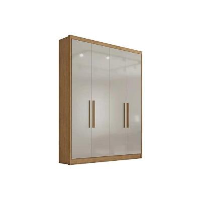 Guarda Roupa Solteiro Moderni-Sevilha 4 Portas de Abrir 3 Gavetas Cumaru-Fendi 25 MDF