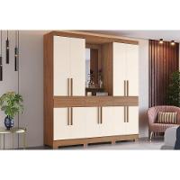 Guarda Roupa Casal 10 Portas E 3 Gavetas C/ 1 Espelho C/ Pés Briz B374 Nature/off White - Henn - 1