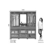 Guarda Roupa Casal 10 Portas E 3 Gavetas C/ 1 Espelho C/ Pés Briz B374 Nature/off White - Henn - 2