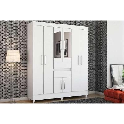 Guarda Roupa Casal 8 Portas (2 C/ Espelho) E 2 Gavetas Munique Branco - Demóbile