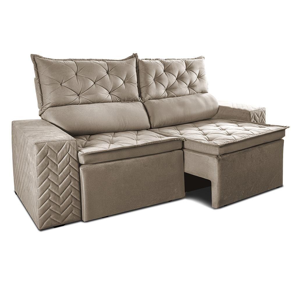 Sofá Retrátil E Reclinável 2,00m Essence. Velusoft Cama Inbox Bege - 7