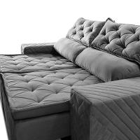 Sofá Retrátil E Reclinável 2,30m Essence. Velusoft Cama Inbox Cinza