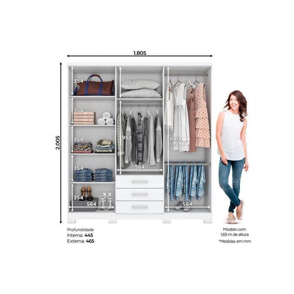 Guarda Roupa Solteiro 6 Portas E 3 Gavetas C/ Pés Caju Da136 Nature/off White - Henn - 2