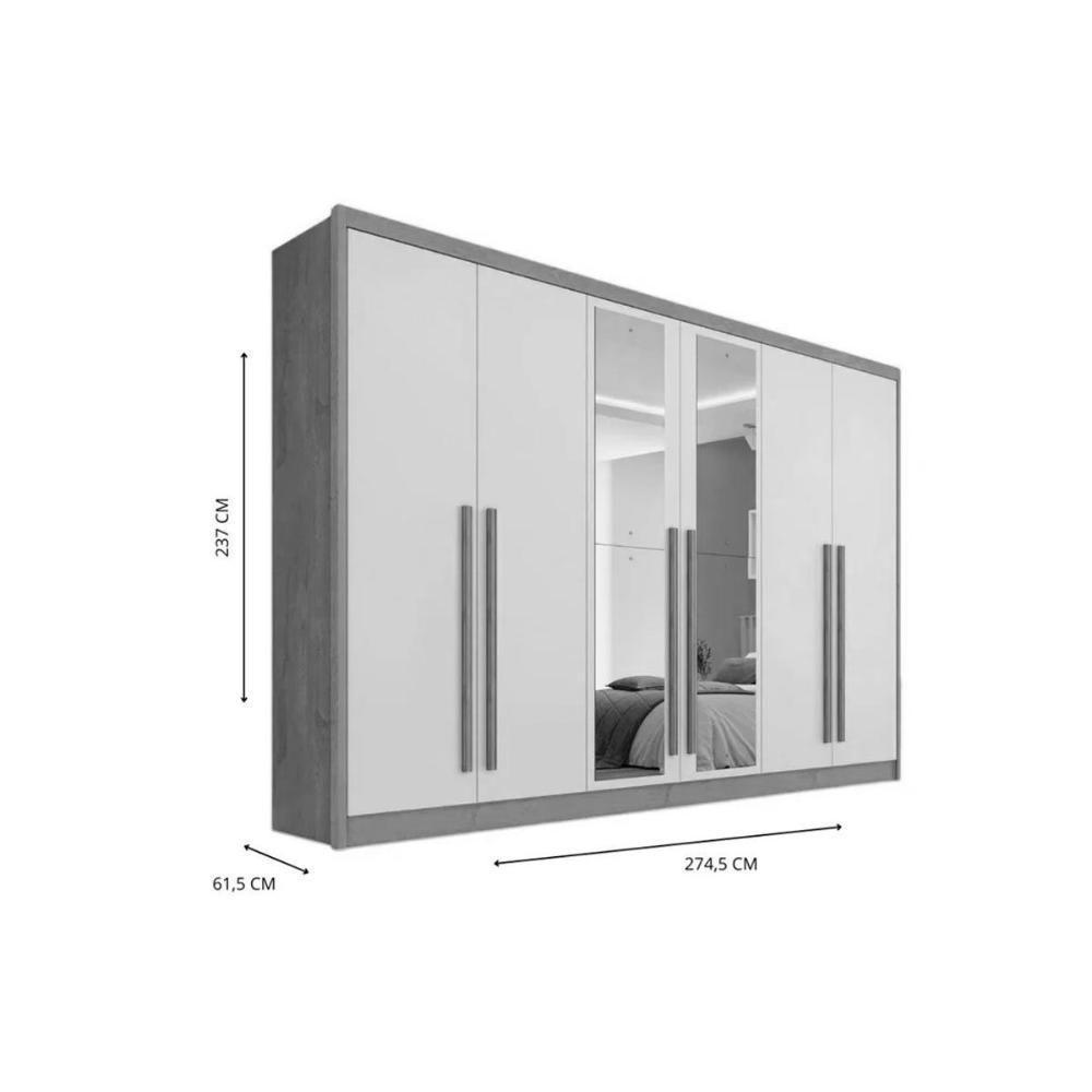 Guarda Roupa 6 Portas (2 C/ Espelho) E 6 Gavetas Valencia Off White - Europa - 2