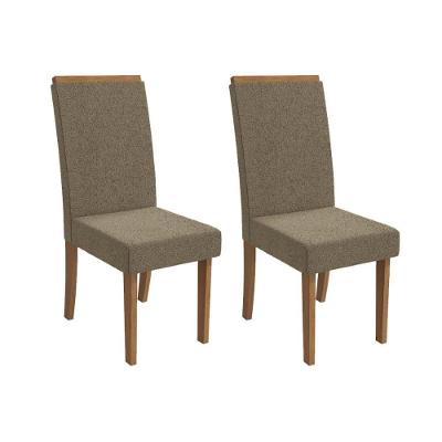 Cadeira Sala De Jantar íris 2cad142 Madeirado Kit 2 Un Canela/boucle Bege Fendi - Kappesberg