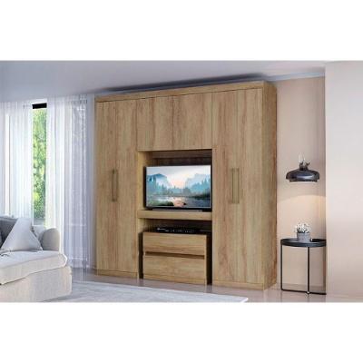 Guarda Roupa 6 Portas E 2 Gavetas Porto 837 Noce - Carraro