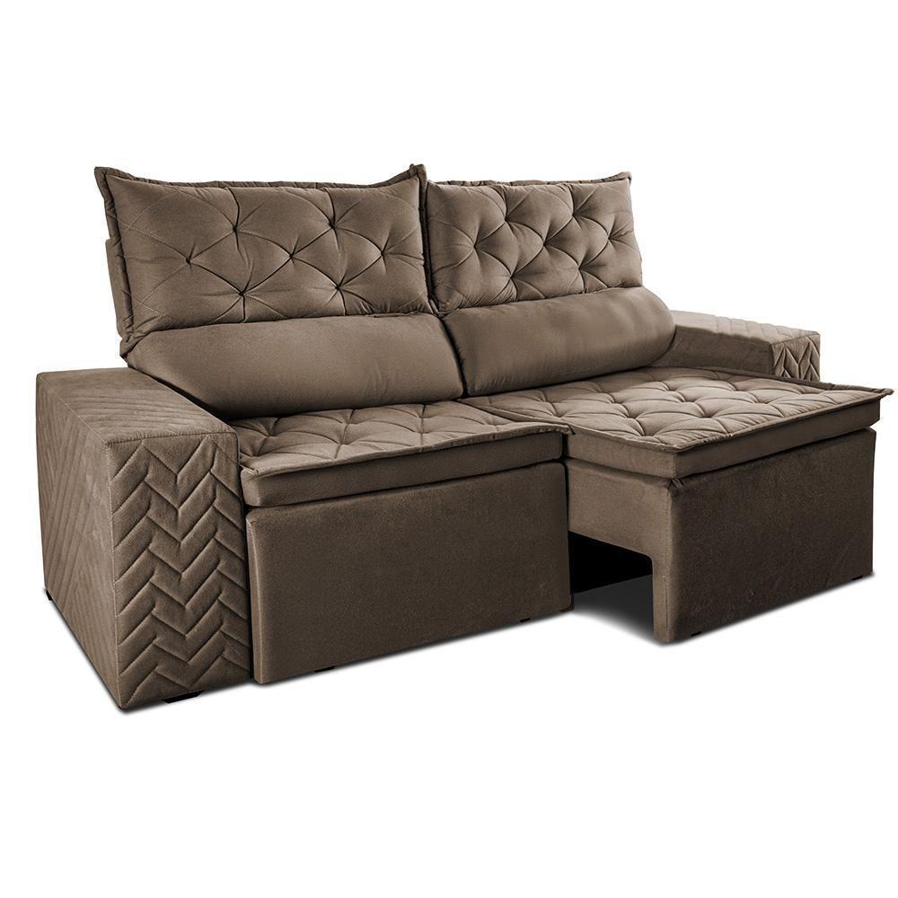 Sofá Retrátil E Reclinável 2,30m Essence. Velusoft Cama Inbox Castor - 7