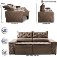 Sofá Retrátil E Reclinável 2,30m Essence. Velusoft Cama Inbox Castor - 2