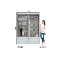 Guarda Roupa Casal 4 Portas E 4 Gavetas Americano Cinza - Henn - 3