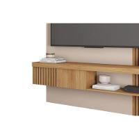 Rack Bancada C/ Painel P/ Tv Até 65 Pol Jade Ripada 150x183cm Freijo/off White - Caemmun