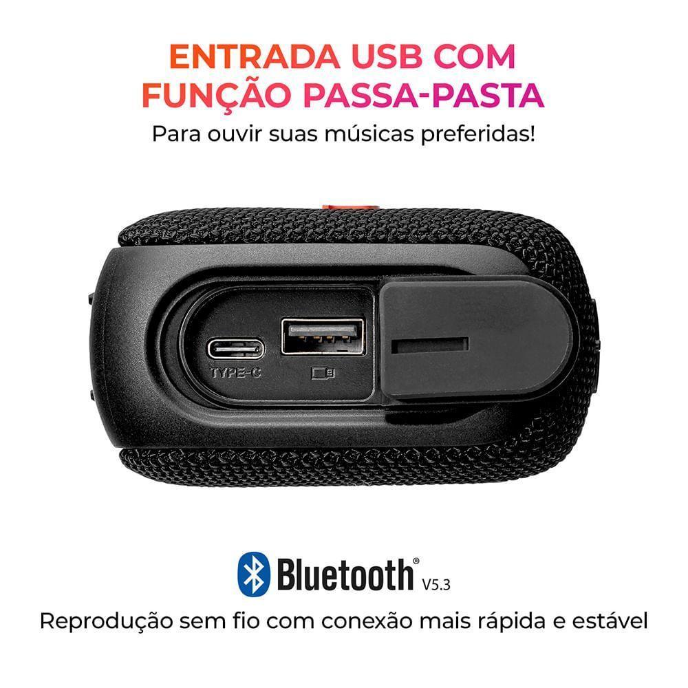 Caixa De Som Speaker Aiwa AWS-SP-07-B 7W Bluetooth IPX6 Bivolt - 6