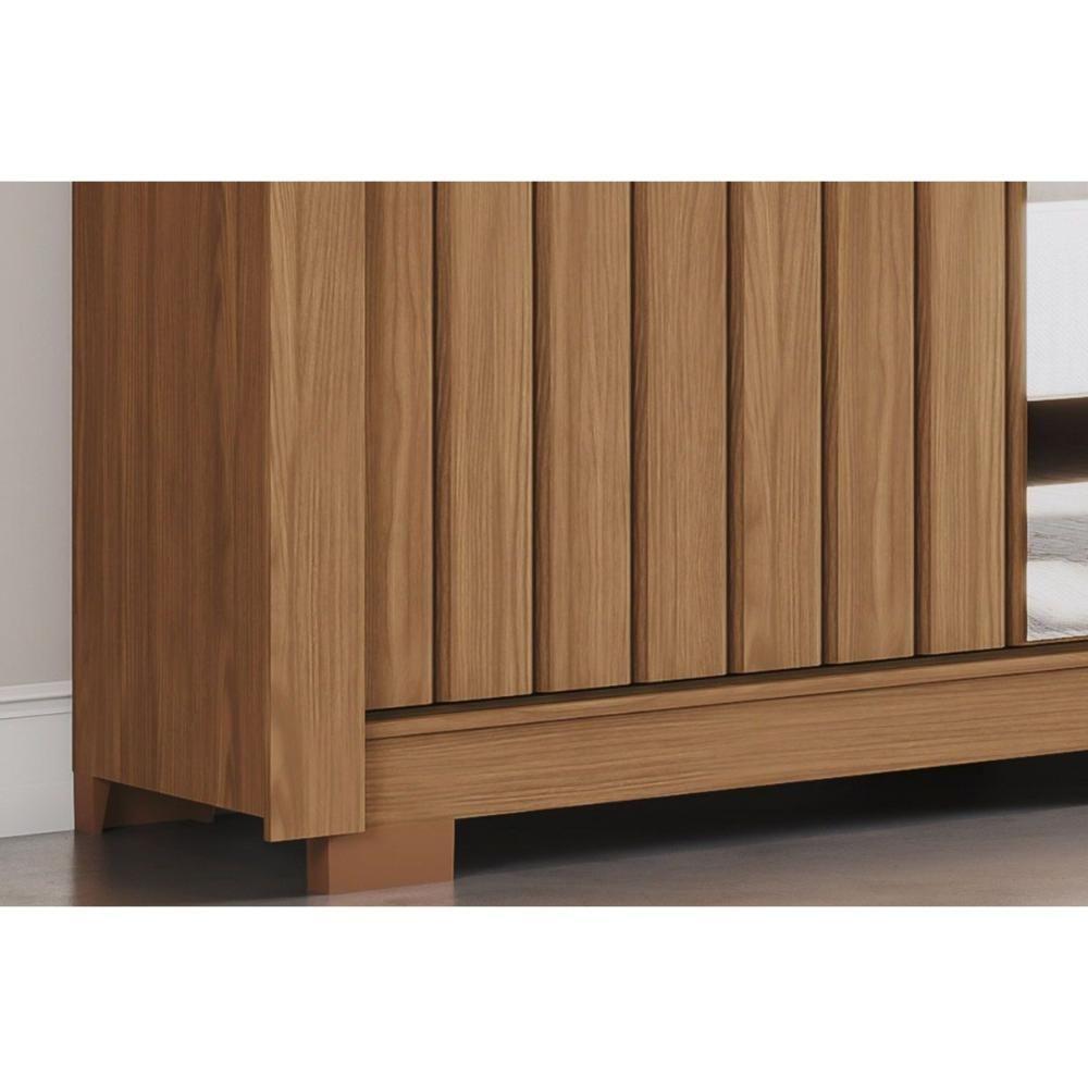 Guarda Roupa Solteiro 2 Portas De Correr (1 C/ Espelho) E 4 Gavetas C/ Pés Vasti Nature/off White - Henn - 6