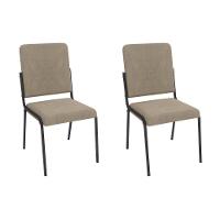 Cadeira Sala De Jantar Genebra 2c129prf Aço Kit 2 Un Preto/linho Bege Fendi - Kappesberg - 1