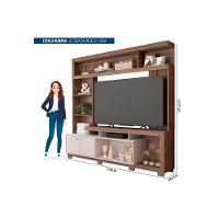 Rack Bancada C/ Painel P/ Tv Até 70 Pol Formosa Nicho E Pés 210x207cm Nogueira San Remo/off White - Caemmun - 3