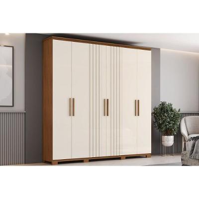 Guarda Roupa Casal Ávila 6 Portas de Bater 4 Gavetas Nature-off White Henn