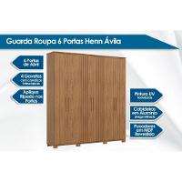 Guarda Roupa Casal 6 Portas E 4 Gavetas C/ Pés ávila Nature/off White - Henn - 2