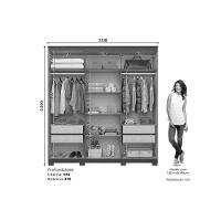 Guarda Roupa Casal 6 Portas E 4 Gavetas C/ Pés ávila Nature/off White - Henn - 3