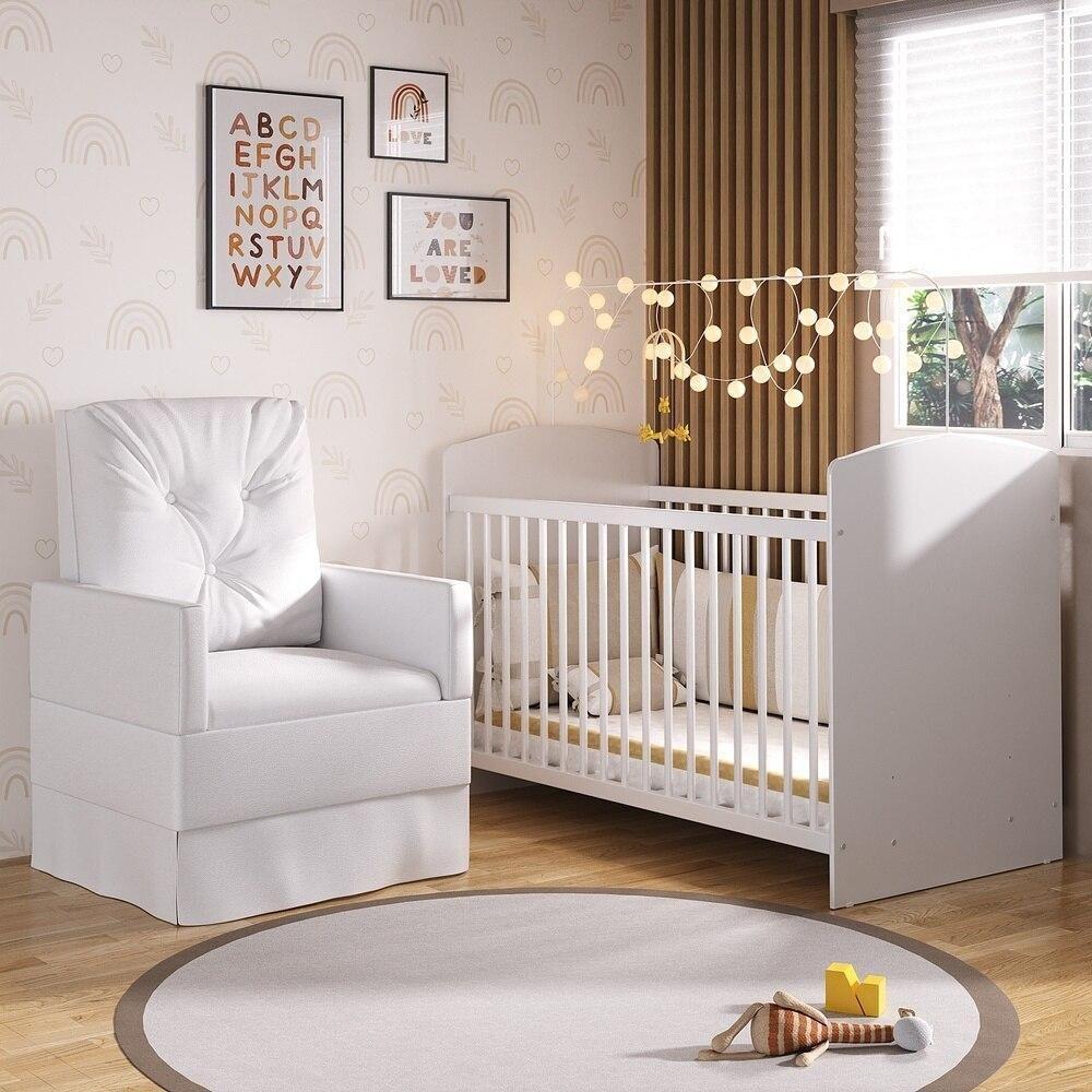Berço Com Poltrona De Amamentação Ana Lívia Mp4069 Branco Branco - 1