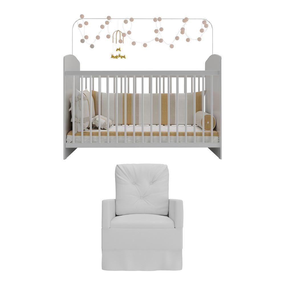 Berço Com Poltrona De Amamentação Ana Lívia Mp4069 Branco Branco - 2