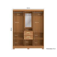 Guarda Roupa Casal 5 Portas E 2 Gavetas C/ 1 Espelho E Pés Cb01r591 Canela/off White - Kappesberg - 2