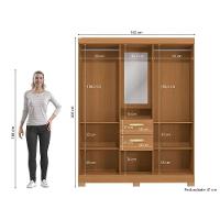 Guarda Roupa Casal 5 Portas E 2 Gavetas C/ 1 Espelho E Pés Cb01r591 Canela/off White - Kappesberg - 3