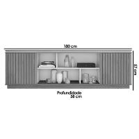 Rack Bancada P/ Tv Até 75 Pol Simetria C/ Nichos E Rodizios 180cm Lamina Mel/cacao - Caemmun - 2