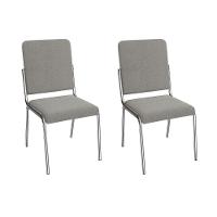Cadeira Sala De Jantar Genebra 2c129cr Aço Kit 2 Un Cromado/boucle Cinza - Kappesberg - 1