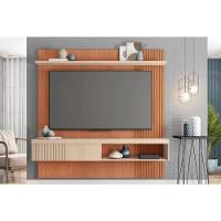 Rack Bancada C/ Painel P/ Tv Até 65 Pol Jade Ripada 180x183cm Freijo/off White - Caemmun - 1