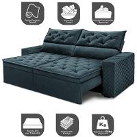 Sofá Retrátil E Reclinável 2,30m Essence. Velusoft Cama Inbox Petróleo - 3