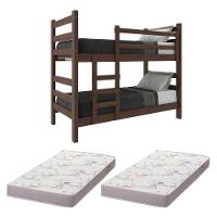 Beliche Madeira Maciça - Vira 2 Camas - Com Colchões Inclusos Dubai Multimóveis Cr4158 Imbuia - 1