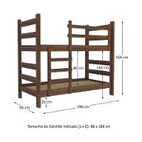 Beliche Madeira Maciça - Vira 2 Camas - Com Colchões Inclusos Dubai Multimóveis Cr4158 Imbuia - 5