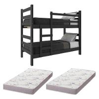 Beliche Madeira Maciça - Vira 2 Camas - Com Colchões Inclusos Dubai Multimóveis Cr4158 Preto - 1