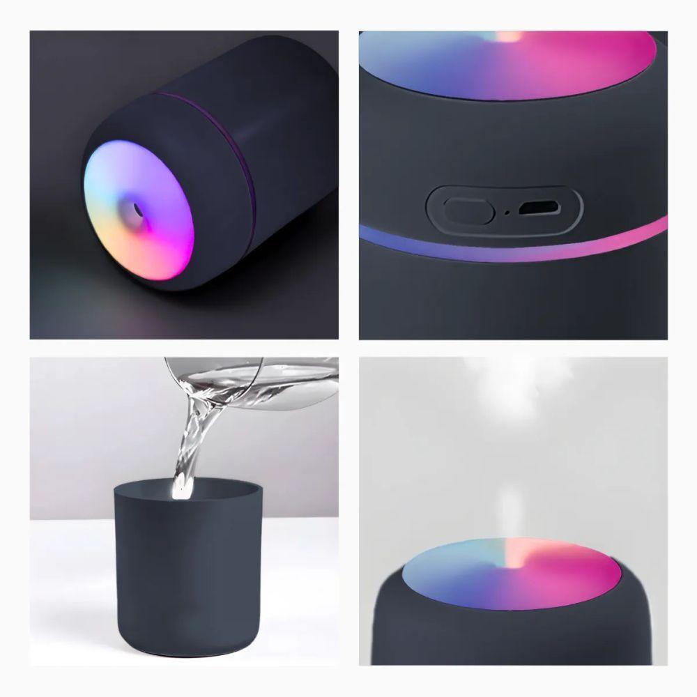 Umidificador Portátil Ultrassônico Usb 300ml – Cinza Escuro Com Função Luminária - Bivolt - 10