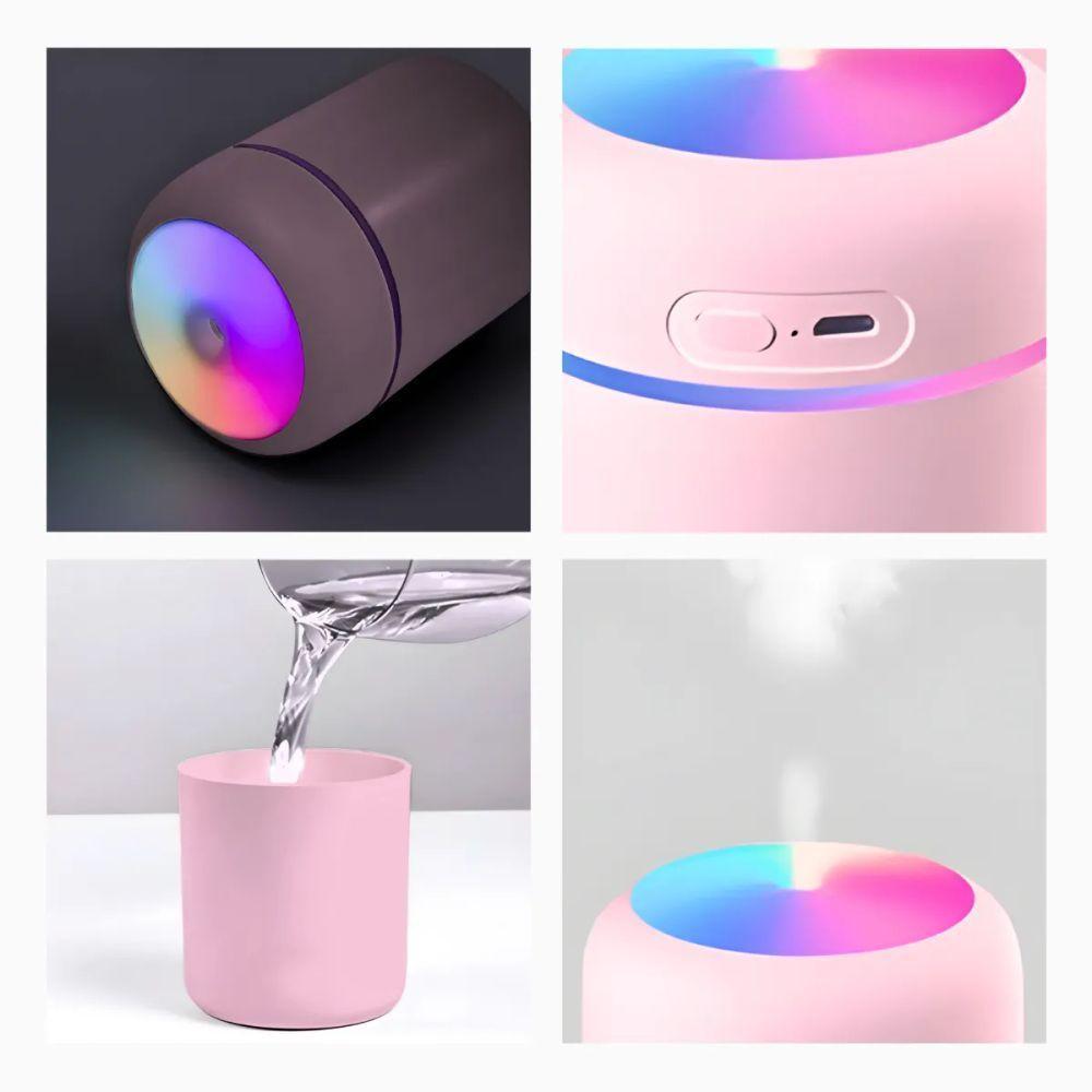 Umidificador Portátil Ultrassônico Usb 300ml Rosa – Bivolt Com Função Luminária - 10