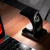 Base Carregador Sem Fio 5 Em 1 Com Indução E Relógio – Multifuncional, Led E Carregamento Rápido - 3