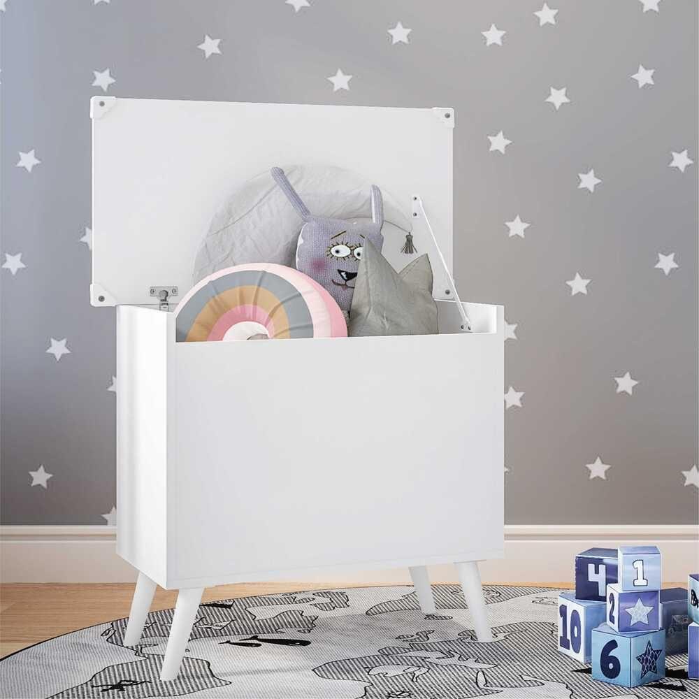 Baú Organizador Caixa de Brinquedos Retrô Multimóveis Branco - 3