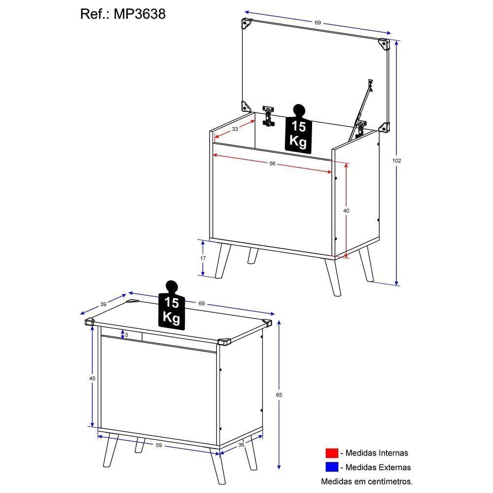 Baú Organizador Caixa de Brinquedos Retrô Multimóveis Branco - 4