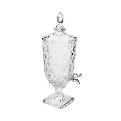 Suqueira De Cristal 3 Litros Dispenser De Vidro Para Bebidas Com Pé E Tampa