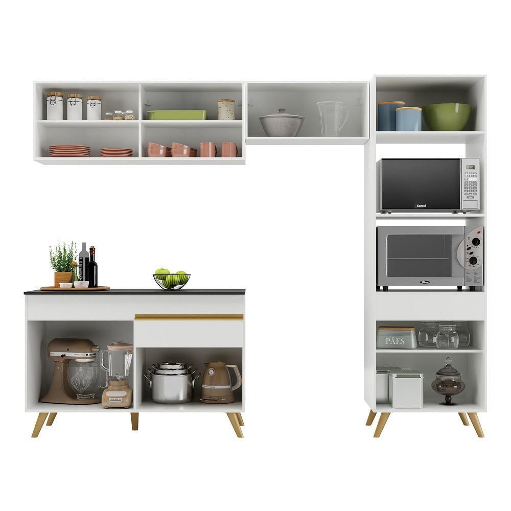 Cozinha Compacta 4 peças Armário e Balcão Multimóveis Branca - 7