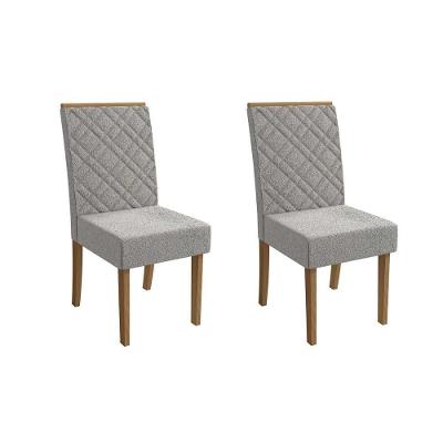 Cadeira Sala De Jantar Gardênia 2cad149 Madeirado Kit 2 Un Canela/boucle Cinza - Kappesberg
