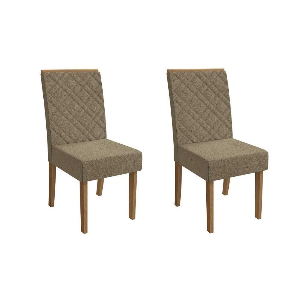 Cadeira Sala De Jantar Gardênia 2cad149 Madeirado Kit 2 Un Canela/boucle Bege Fendi - Kappesberg - 1
