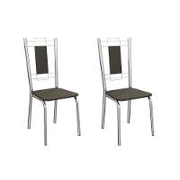Cadeira Sala De Jantar Florença 2c005cr Aço Kit 2 Un Cromado/suede Escuro - Kappesberg - 1