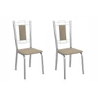 Cadeira Sala De Jantar Florença 2c005cr Aço Kit 2 Un Cromado/linho Bege Fendi - Kappesberg - 1