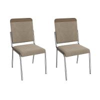 Cadeira Sala De Jantar Genebra 2c129cr Aço Kit 2 Un Cromado/linho Compose Bege - Kappesberg - 1