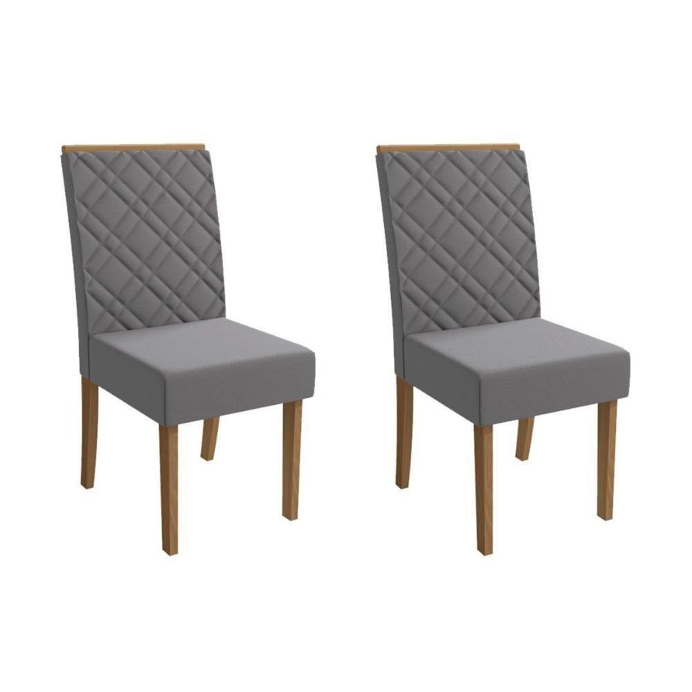 Cadeira Sala De Jantar Gardênia 2cad149 Madeirado Kit 2 Un Canela/suede Cinza - Kappesberg - 1
