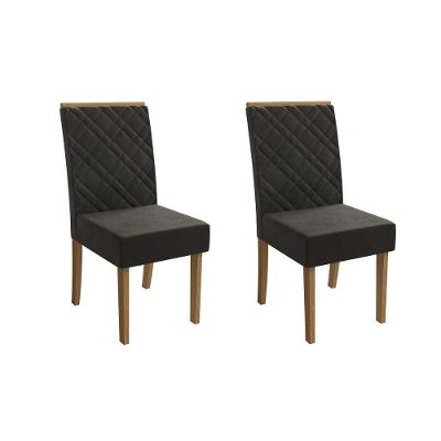 Cadeira Sala De Jantar Gardênia 2cad149 Madeirado Kit 2 Un Canela/suede Grafite - Kappesberg