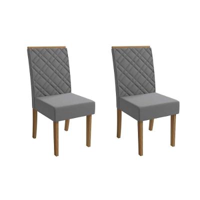 Cadeira Sala De Jantar Gardênia 2cad149 Madeirado Kit 2 Un Canela/suede Cinza - Kappesberg