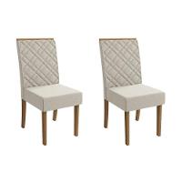 Cadeira Sala De Jantar Gardênia 2cad149 Madeirado Kit 2 Un Canela/linho Bege Caqui - Kappesberg - 1